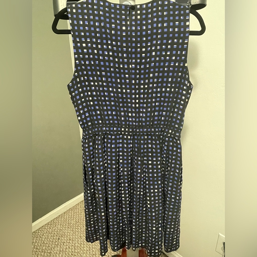 Kate Spade Fit and Flare Navy and Black Check Midi Dress Size 10 POCKETS - Picture 5 of 5
